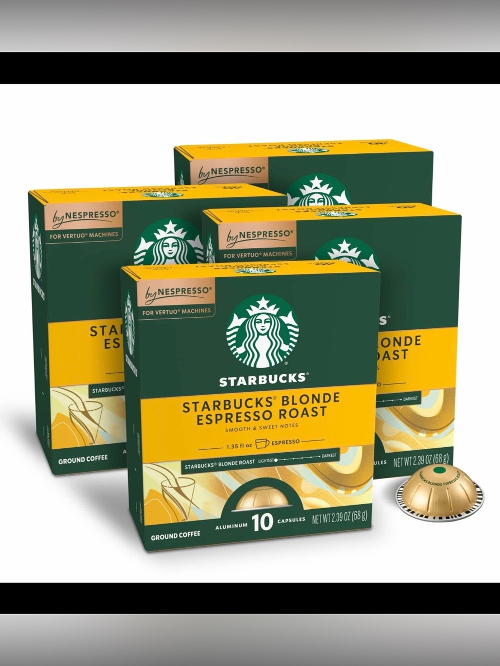 Starbucks Blonde Espresso Nespresso Vertuo Pods 40 Count Coffee Capsules